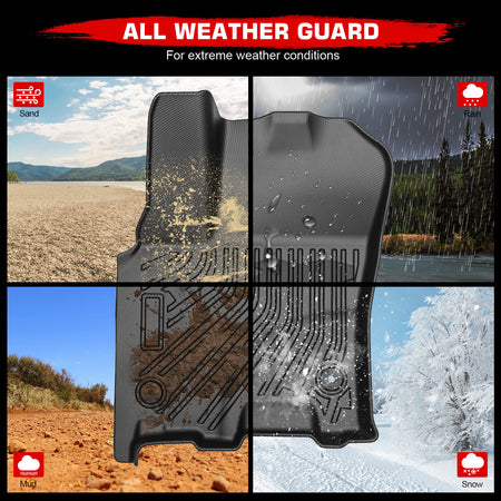 Fits 25-26 Ram 1500 Crew Cab Floor Mats TPE All Weather Carpet 3D 1st 2nd Row