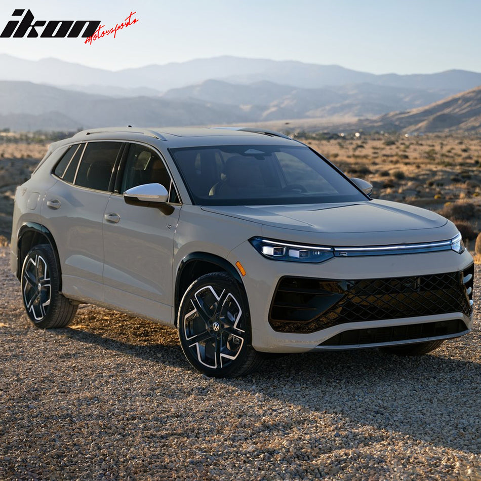 IKON MOTORSPORTS 3D TPE Floor Mats, Compatible with 2025-2026 Volkswagen Tiguan, All Weather Waterproof Non-Slip Floor Liners, Front & 2nd Row Full Set Interior Accessories, Black