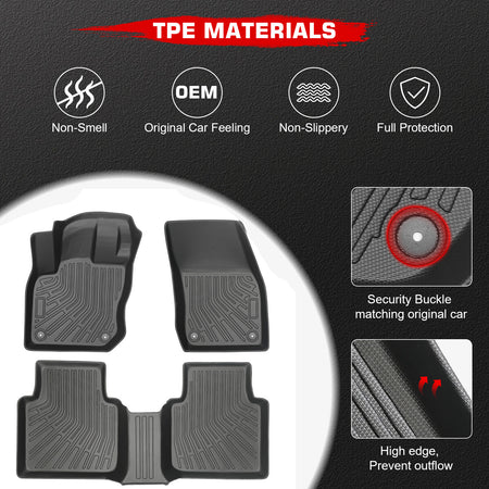 Fits 25-26 Volkswagen Tiguan Floor Mats TPE All Weather 3D Heavy Duty Carpets