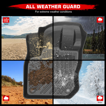 Fits 25-26 Volkswagen Tiguan Floor Mats TPE All Weather 3D Heavy Duty Carpets