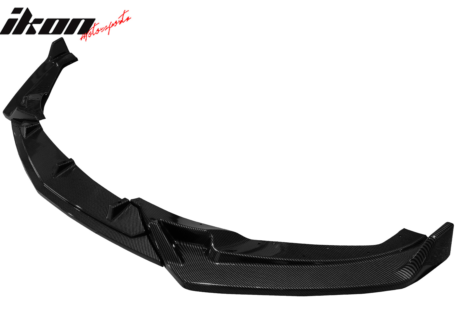 IKON MOTORSPORTS Front Bumper Lip, Compatible with 2025-2026 Cadillac CT5 Premium Luxury Trims, Carbon Fiber Print PP Polypropylene Air Dam Chin Spoiler Protector Splitter 3PCS