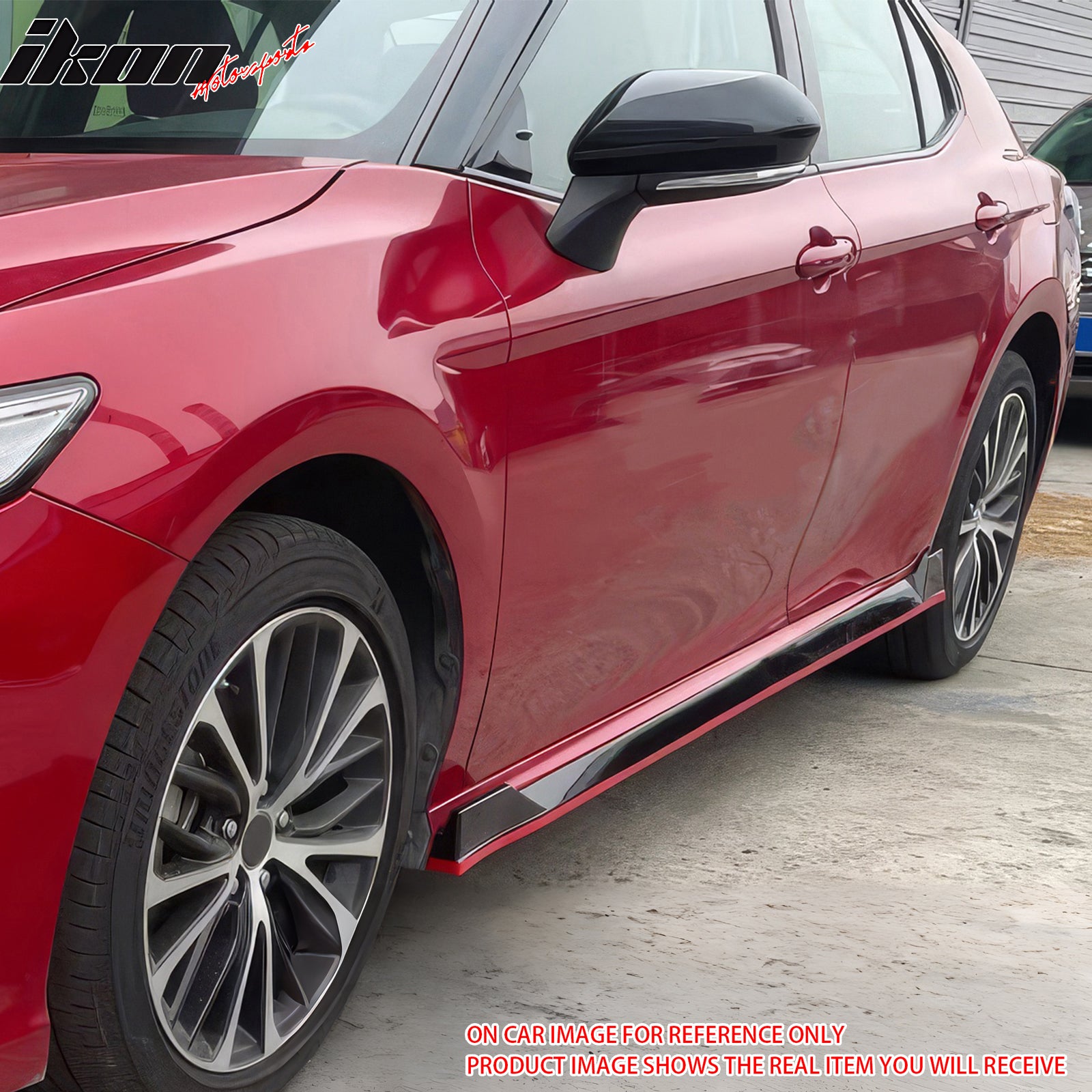 IKON MOTORSPORTS, Side Skirts Extension Compatible with 2025-2026 Toyota Camry SE XSE Nightshade, TRD Style PP Polypropylene Gloss Black Rocker Panel Splitter Side Underbody Spoiler