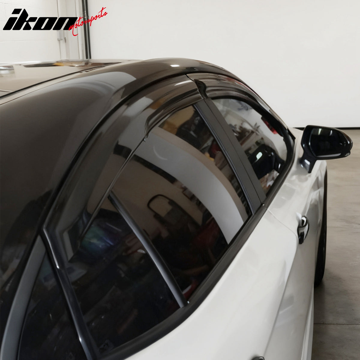IKON MOTORSPORTS Tape on Window Visors Compatible with 2025-2026 Toyota Camry, Mugen Style Acrylic Smoke/Tinted Rain Guards, Side Window Wind Deflectors 4PCS