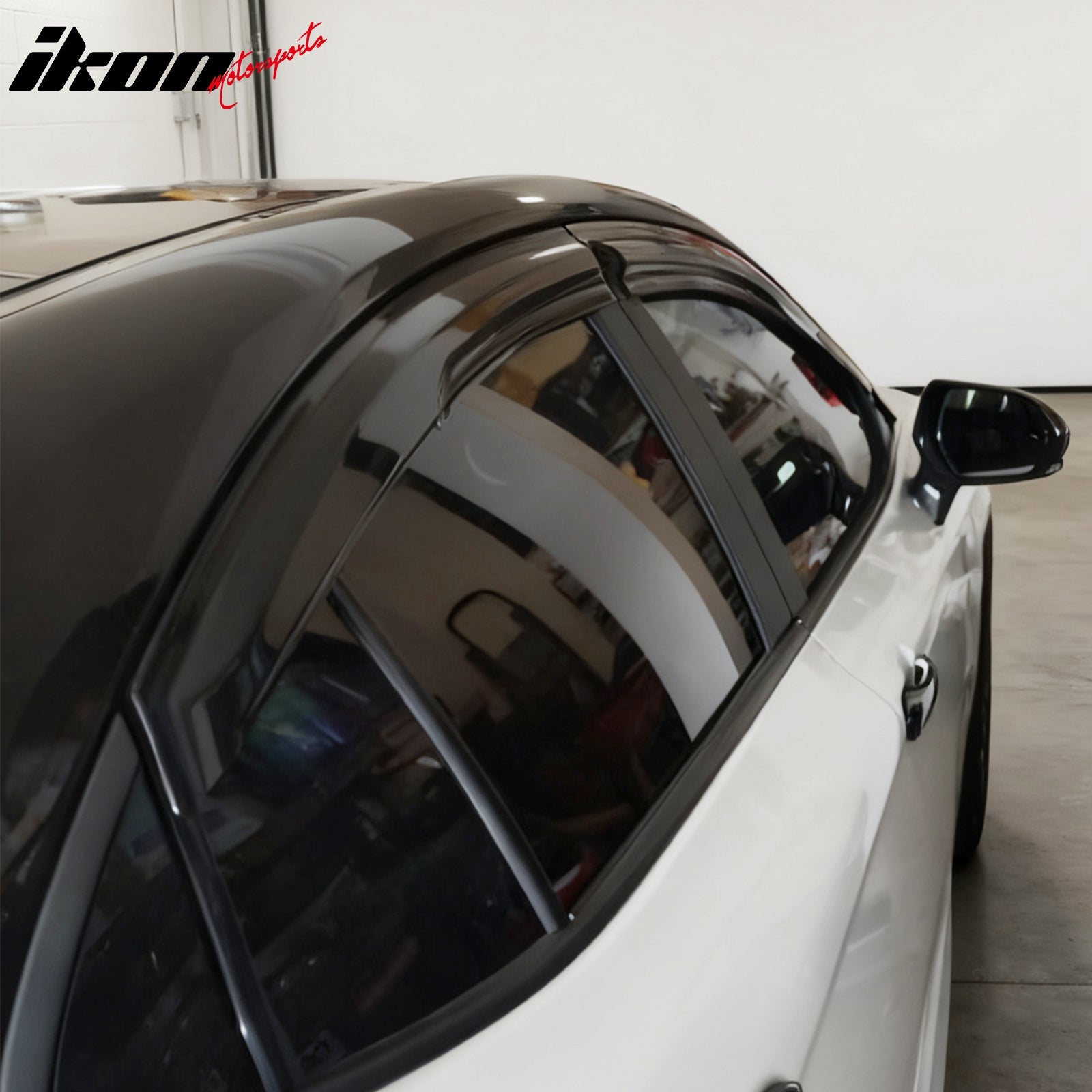 IKON MOTORSPORTS Tape on Window Visors Compatible with 2025-2026 Toyota Camry, Mugen Style Acrylic Smoke/Tinted Rain Guards, Side Window Wind Deflectors 4PCS