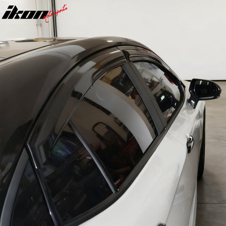IKON MOTORSPORTS Tape on Window Visors Compatible with 2025-2026 Toyota Camry, Mugen Style Acrylic Smoke/Tinted Rain Guards, Side Window Wind Deflectors 4PCS