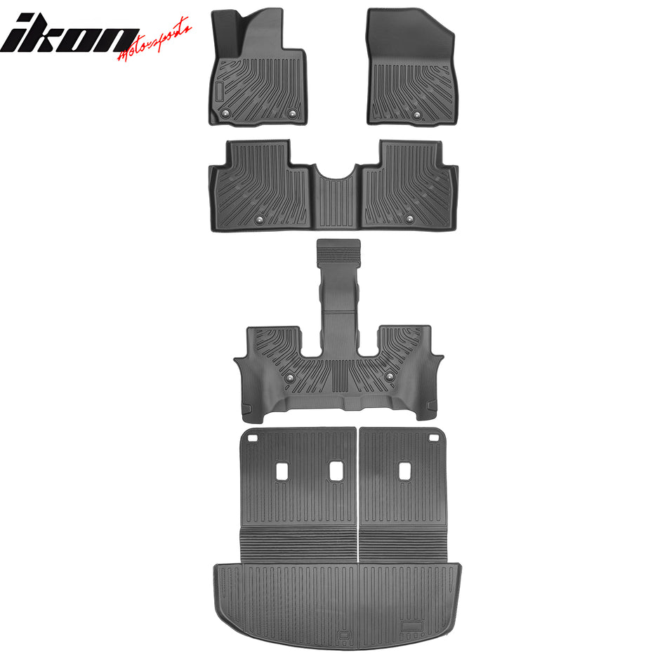 2026 Hyundai Palisade 7/8 Seats Gas TPE All Weather Floor Mats + Trunk Mat w/ Backrest Mat