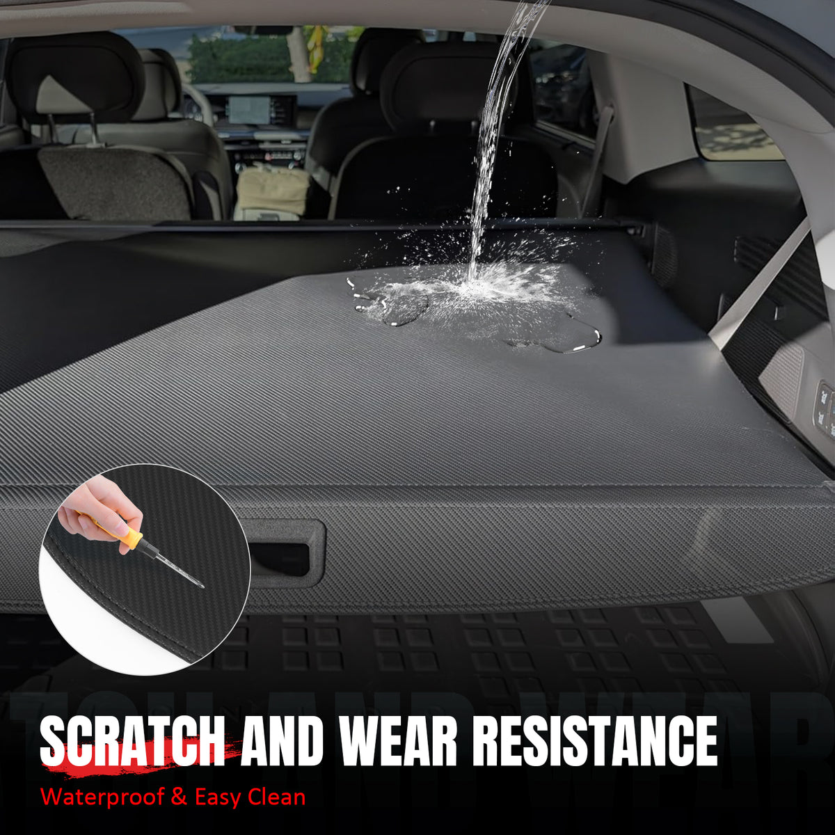 Fits 26 Hyundai Ioniq 9 Retractable Rear Trunk Cargo Cover Carbon Fiber Texture