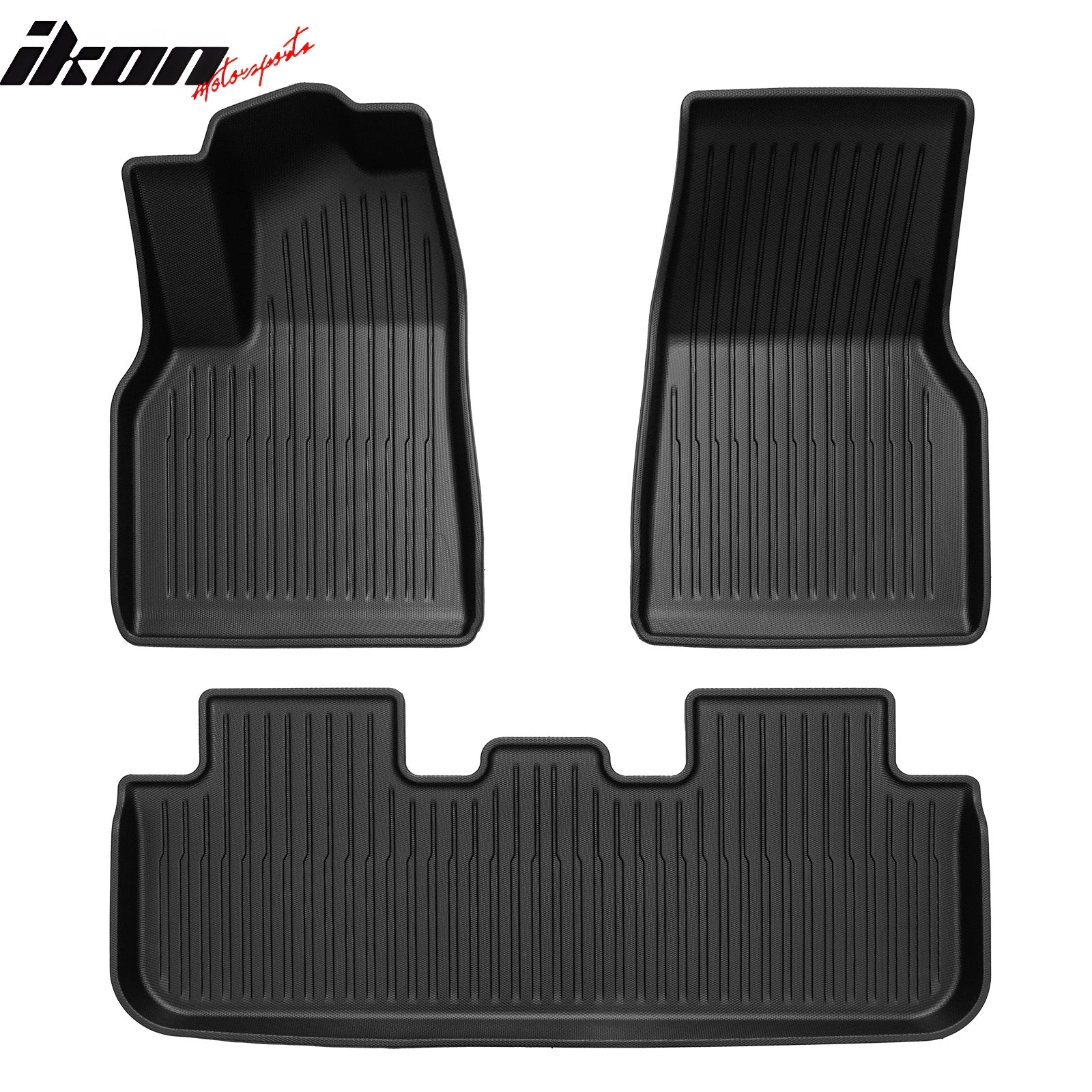 IKON MOTORSPORTS TPE Cargo Trunk Liner + Front + Rear Storage + Floor Mats, Compatible with 2026 Tesla Model Y Juniper 5-Seats, Custom Fit All Weather Protection Heavy Duty Trunk Tray Cargo Mats, 6PCS