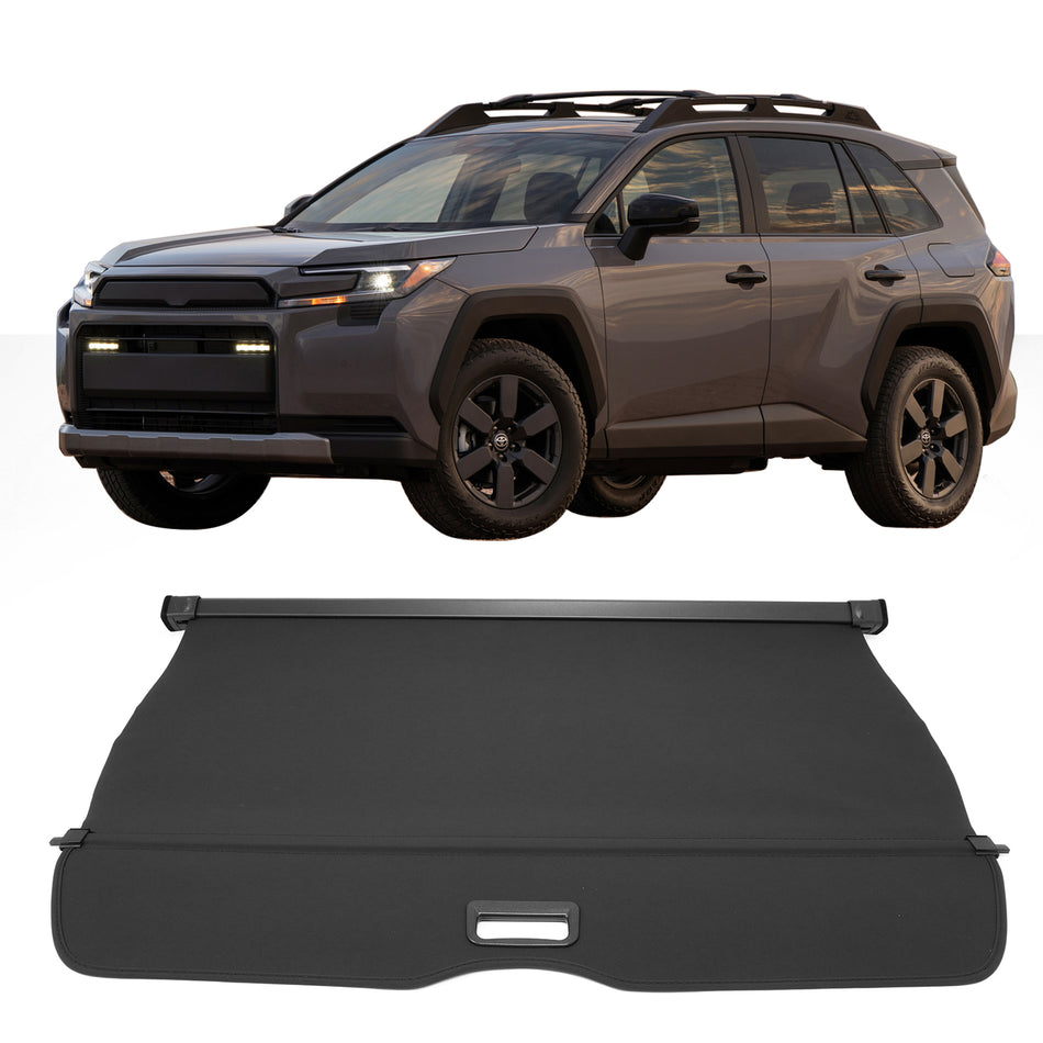 IKON MOTORSPORTS, Rear Retractable Cargo Cover, Compatible with 2026 Toyota RAV4, Canvas Trunk Security Luggage Shield Shade, Black