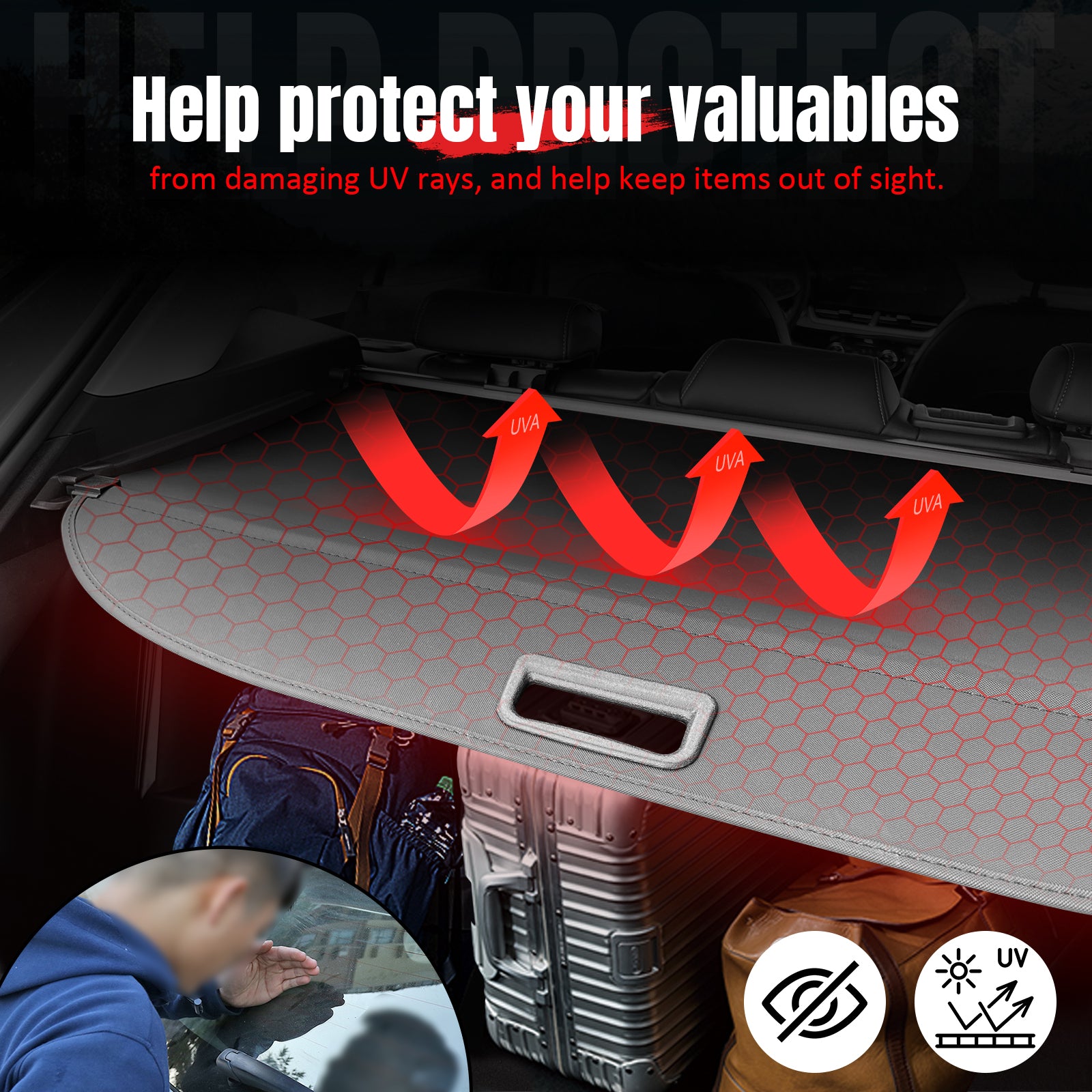 Fits 2026 Toyota RAV4 Retractable Cargo Cover Rear Trunk Security Shade Canvas