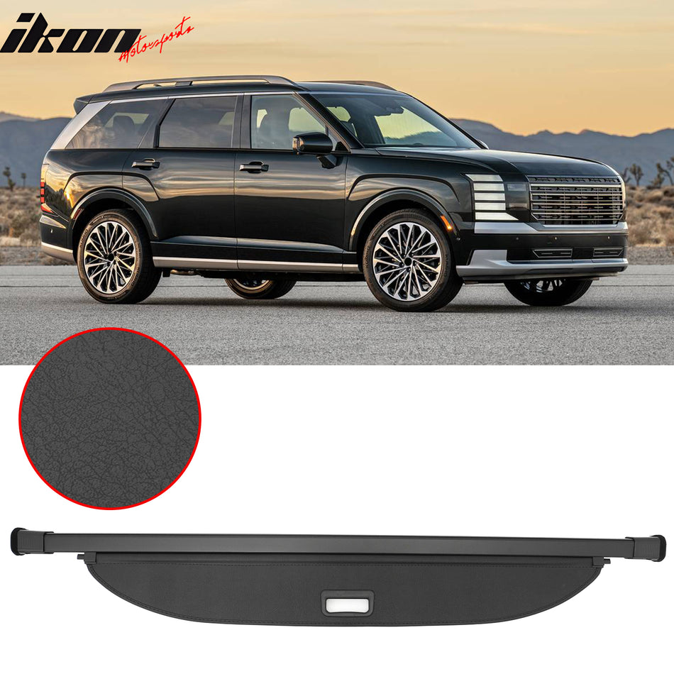 Rear Cargo Cover Shade for Hyundai Palisade 2026 Leather Style Black Trunk Luggage Shield PVC& Aluminum Rod