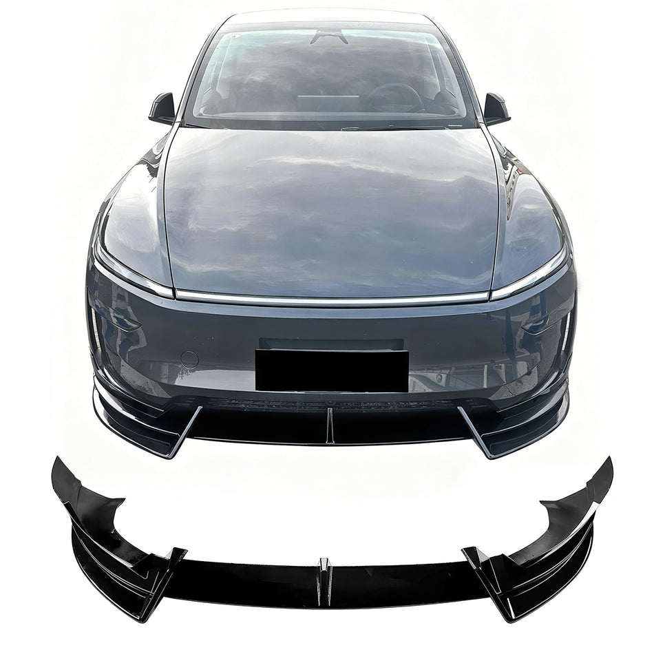 2026 Tesla Model Y Juniper Premium 3PCS Front Lower Bumper Lip Air Dam Chin Spoiler Splitter IKON Style Painted Gloss Black ABS Plastic