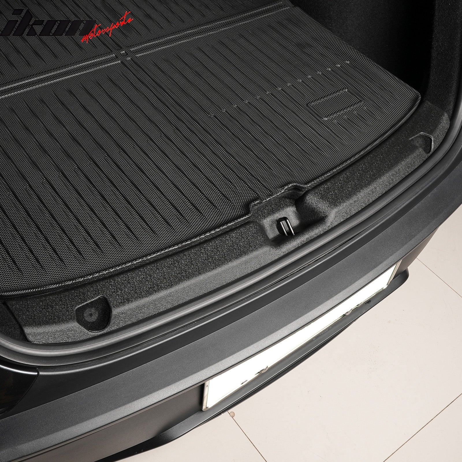 IKON MOTORSPORTS TPE Rear Bumper Guard, Compatible with 2026 Tesla Model Y Juniper, Anti-Scratch Trunk Guard Sill Cover Protector Interior Accessories, Black