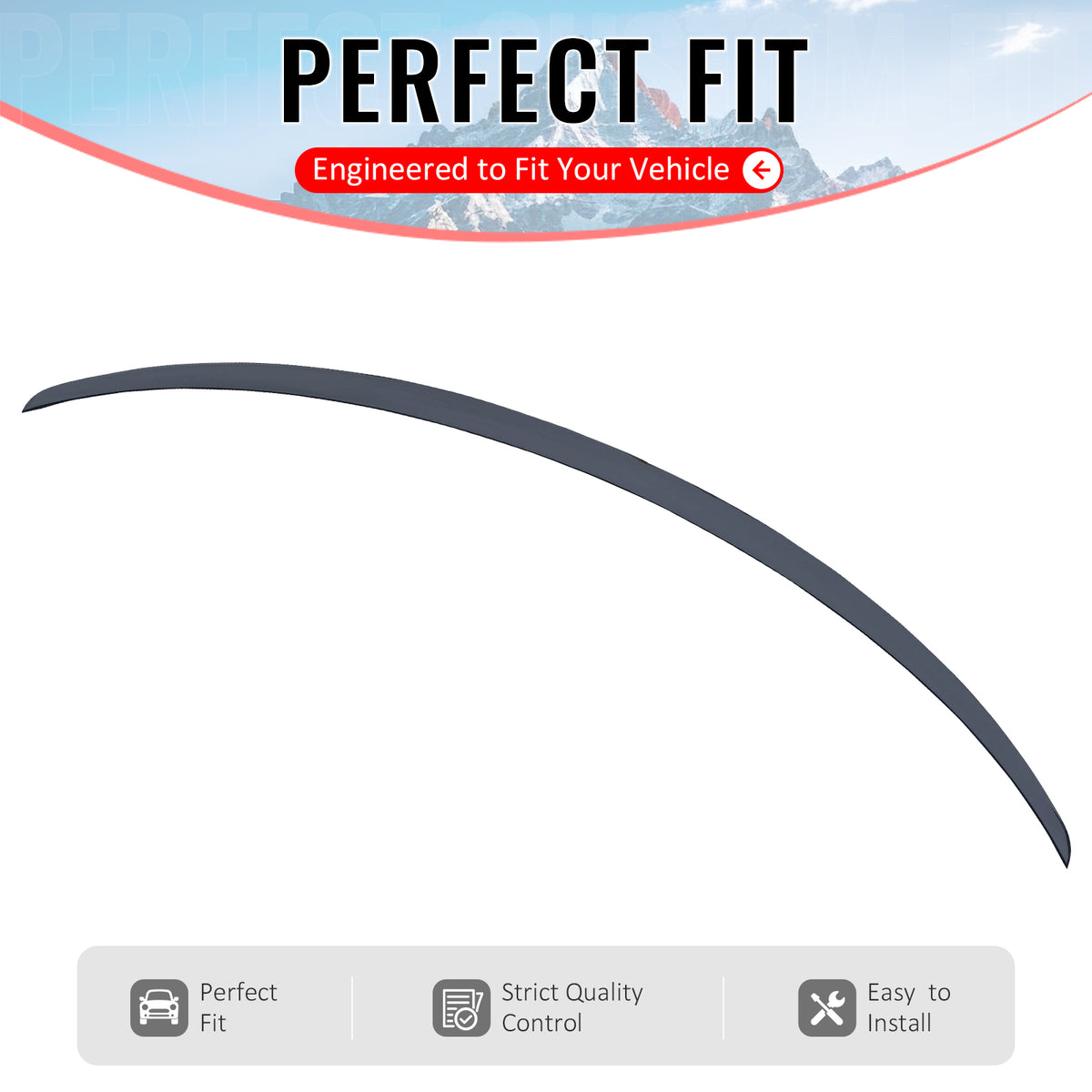 IKON MOTORSPORTS, Trunk Spoiler Compatible with 2026 Tesla New Model Y Juniper, OE Style Matte Black ABS Plastic Add-on Rear Trunk Lid Spoiler Wing Lip