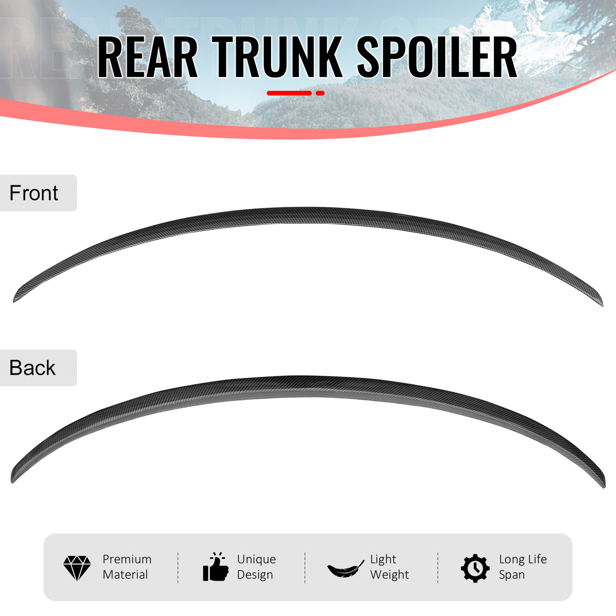 Fits 2026 Tesla Model Y Juniper OE Style Trunk Spoiler Carbon Fiber Print ABS