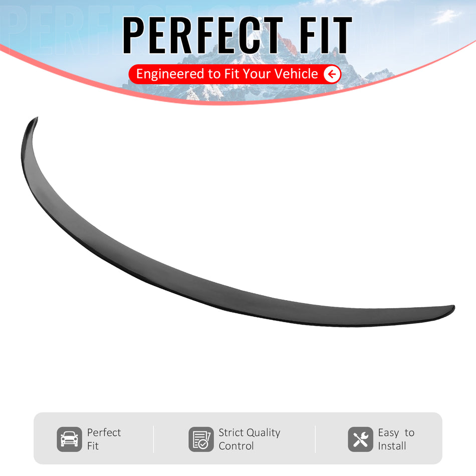 IKON MOTORSPORTS, Trunk Spoiler Compatible with 2026 Tesla New Model Y Juniper, OE Style Gloss Black ABS Plastic Add-on Rear Trunk Lid Spoiler Wing Lip