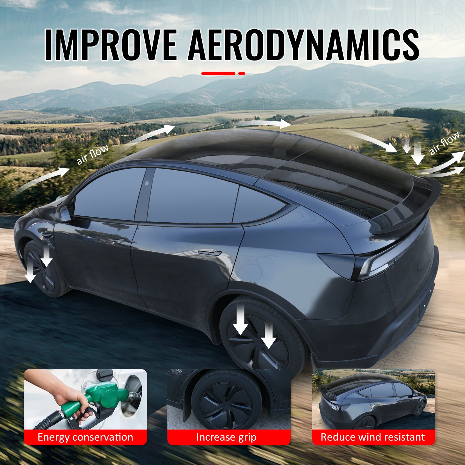 Fits 2026 Tesla Model Y Juniper P Style Trunk Spoiler Matte Black Rear Wing ABS