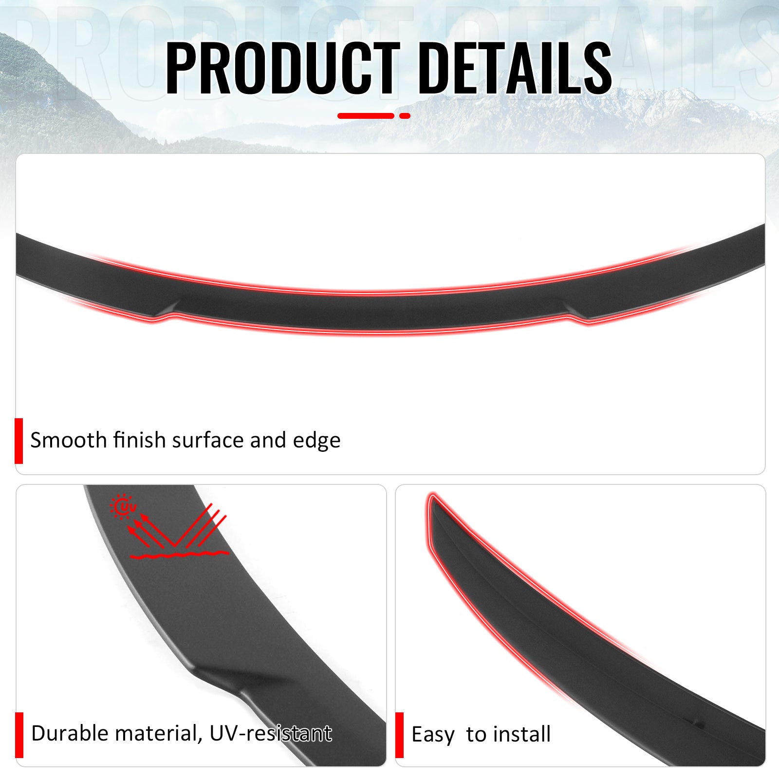 Fits 2026 Tesla Model Y Juniper V Style Trunk Spoiler Matte Black Rear Wing ABS