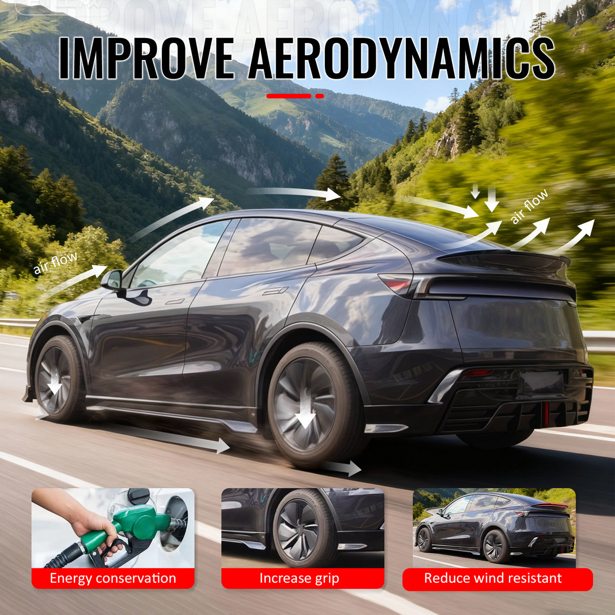 Fits 2026 Tesla Model Y Juniper V Style Trunk Spoiler Carbon Fiber Print ABS