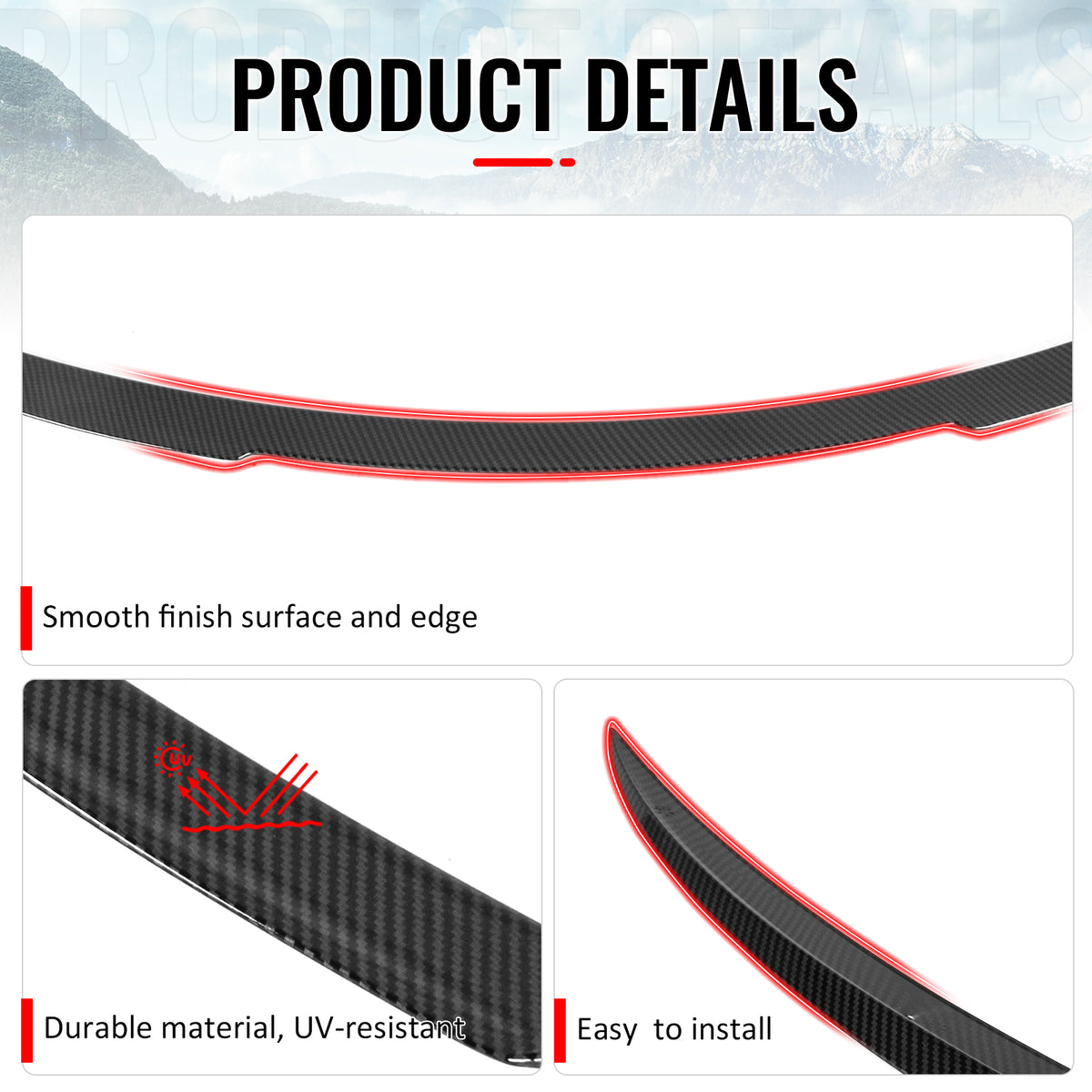 Fits 2026 Tesla Model Y Juniper V Style Trunk Spoiler Carbon Fiber Print ABS