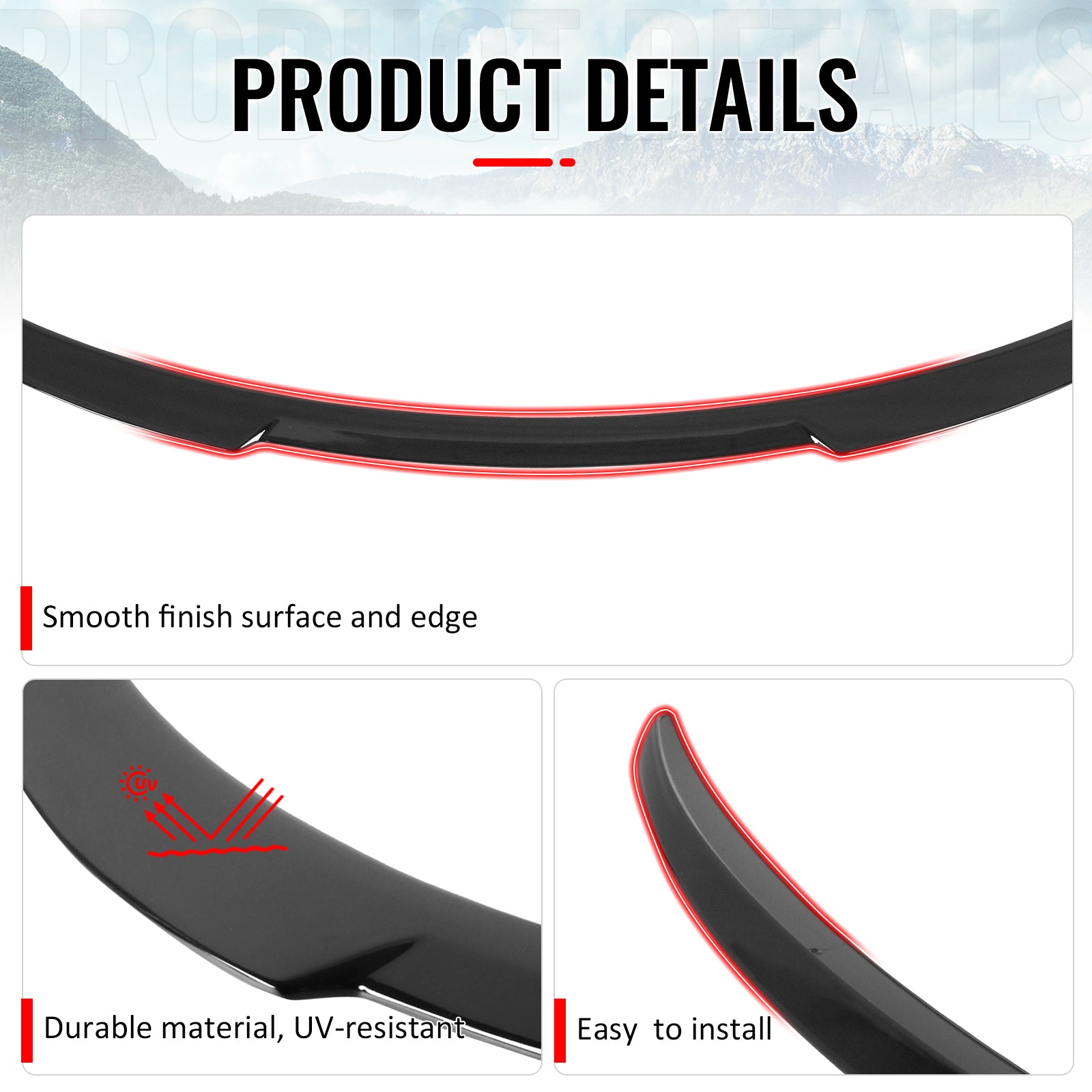 Fits 2026 Tesla Model Y Juniper V Style Trunk Spoiler Gloss Black Rear Wing ABS
