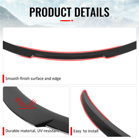 Fits 2026 Tesla Model Y Juniper V Style Trunk Spoiler Gloss Black Rear Wing ABS