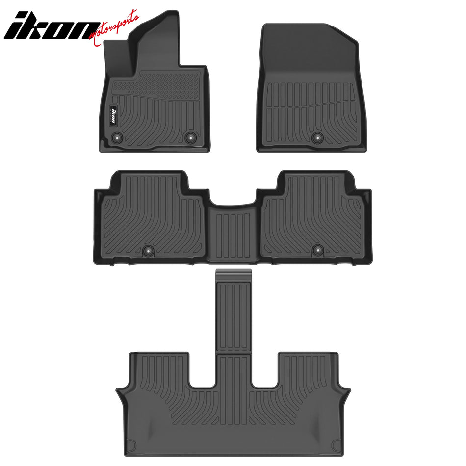 2027 Kia Telluride Gas 3D TPE All Weather Waterproof Anti-Slip Front Rear Driver Passenger Side Interior Floor Mats Cargo Liner Carpets Black 3PCS