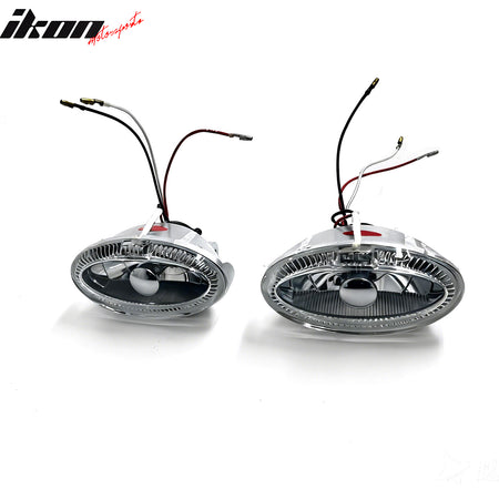 IKON MOTORSPORTS Fog Lights, Compatible with Universal, Blue Halo Chrome Housing Clear Lens Front Bumper Driving Fog Lamp with Harness, Pair