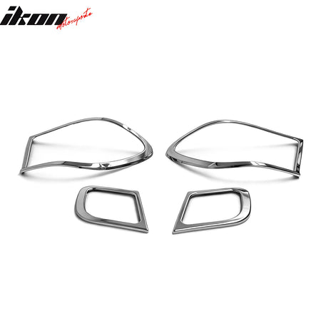 Fits 04-06 BMW E46 3-Series Coupe Chrome Tail Light Bezels Trim ABS 4PCS Set