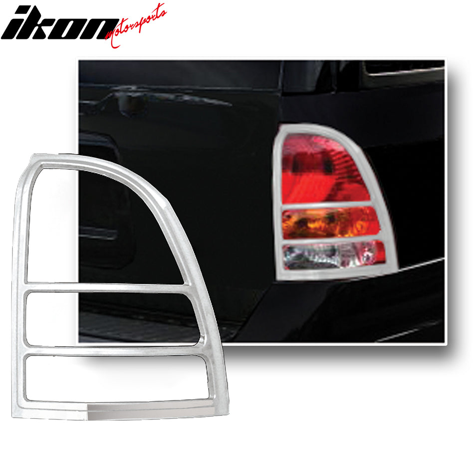 IKON MOTORSPORTS, Tail Light Bezel Compatible with 2004-2007 Buick Rainier, Chrome ABS Rear Taillight Lamps Frame Cover Trim Accessories, 2PCS for Cars