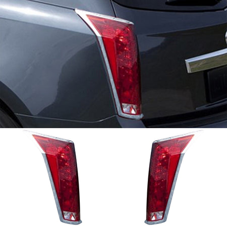 IKON MOTORSPORTS, 2PCS Tail Light Bezel Compatible With 2010-2013 Cadillac SRX, Driver Passenger Side Rear Tail Lights Taillights Bezel Covers Assembly Replacement ABS Chrome