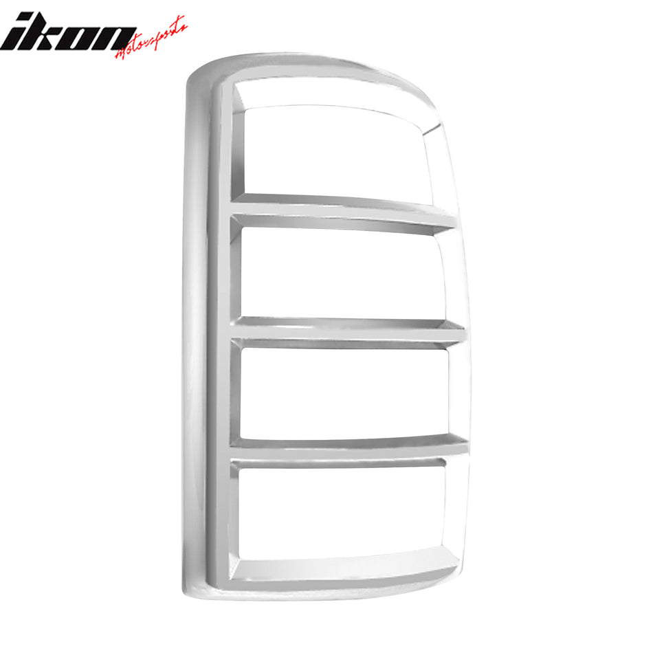 IKON MOTORSPORTS, Tail Light Bezel Compatible with 2000-2006 Chevrolet Tahoe/Suburban, Chrome ABS Rear Taillight Lamps Frame Cover Trim Accessories 2PCS