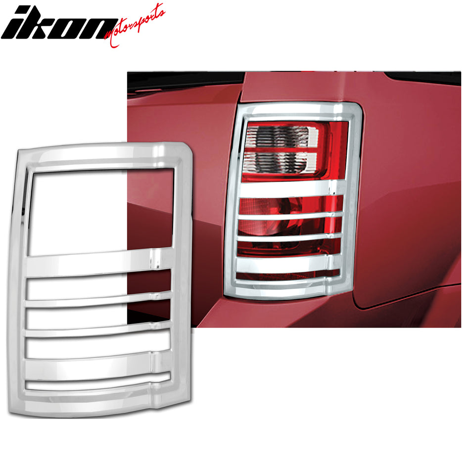 IKON MOTORSPORTS, Tail Light Bezel Compatible with 2008-2016 Chrysler Town & Country, Chrome ABS Rear Taillight Lamps Frame Cover Trim Accessories 2PCS