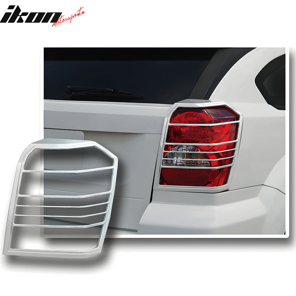 2007-2012 Dodge Caliber Rear Taillight Lamps Frames Chrome ABS 2PCS