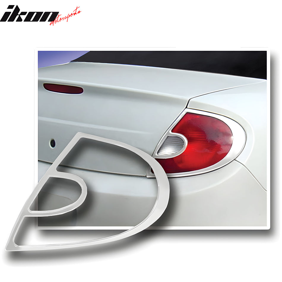 2000-2002 Dodge Neon Rear Taillight Lamps Frames Trim Chrome ABS 2PCS