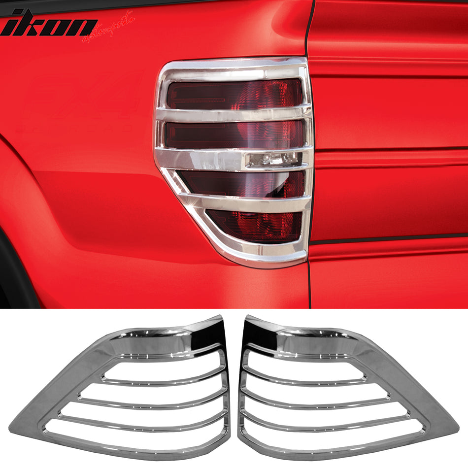 2009-2014 Ford F-150 Rear Taillight Lamps Frames Cover Chrome ABS 2PCS