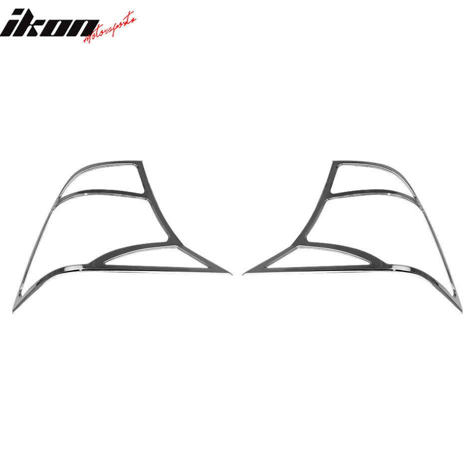 IKON MOTORSPORTS, Tail Light Bezel Compatible with 2000-2004 Ford Focus, Chrome ABS Rear Taillight Lamps Frame Cover Trim Accessories 2PCS