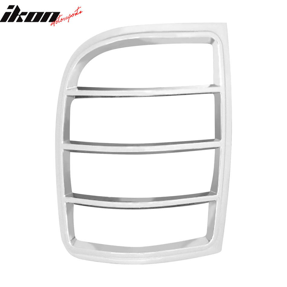 IKON MOTORSPORTS, Tail Light Bezel Compatible with 1998-2001 Ford Ranger, Chrome ABS Rear Taillight Lamps Frame Cover Trim Accessories 2PCS