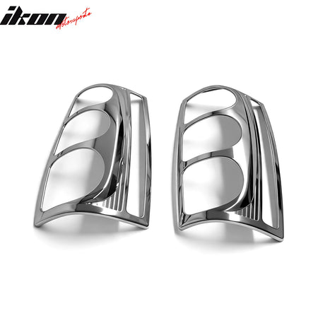 IKON MOTORSPORTS, Tail Light Bezel Compatible With 2007-2013 GMC Yukon & Yukon XL, 2PCS Driver Passenger Side Rear Tail Lights Taillights Bezel Covers Assembly Replacement ABS Chrome