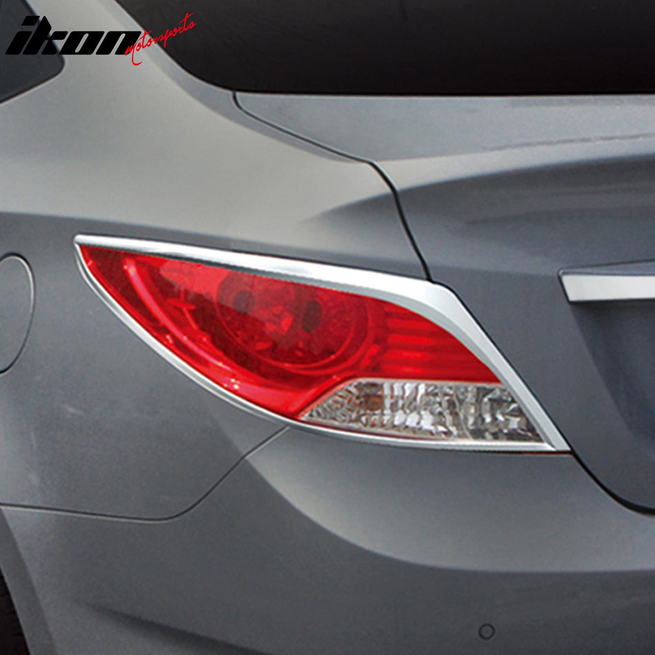 2012-2015 Hyundai Accent 4Dr Chrome 2PCS Tail Lights Bezel Covers ABS