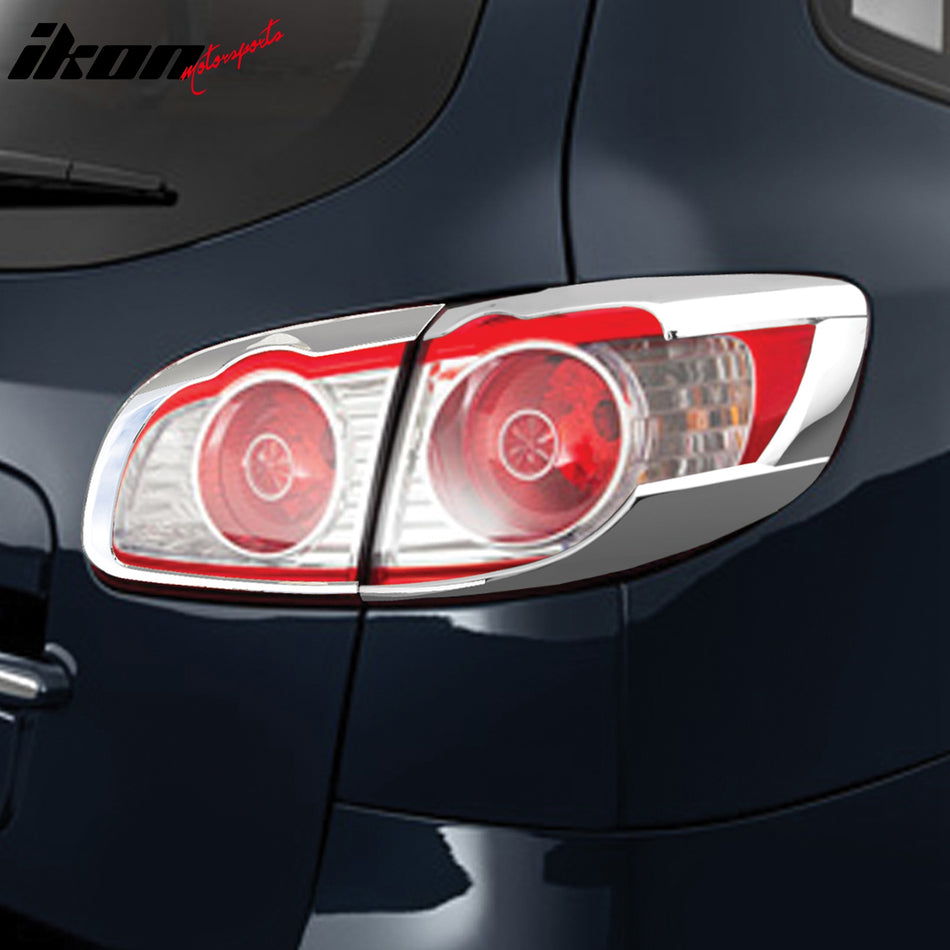 2010-2012 Hyundai Santa Fe Chrome 4PCS Tail Lights Bezel Covers ABS