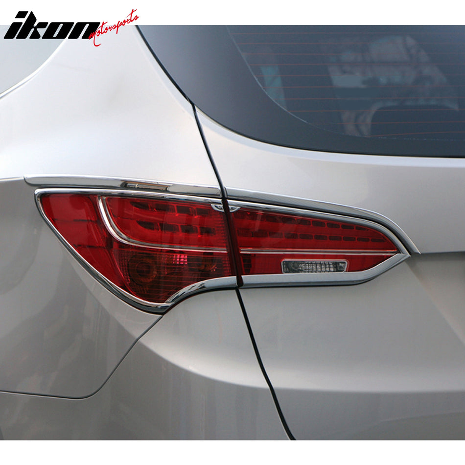 2013 Hyundai Santa Fe Chrome 4PCS Rear Tail Lights Bezel Covers ABS