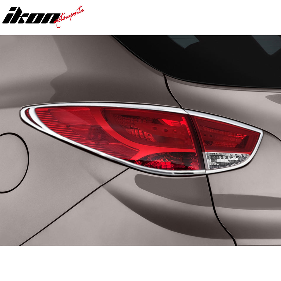 2010-2015 Hyundai Tucson ix35 Chrome 4PCS Tail Lights Bezel Covers ABS