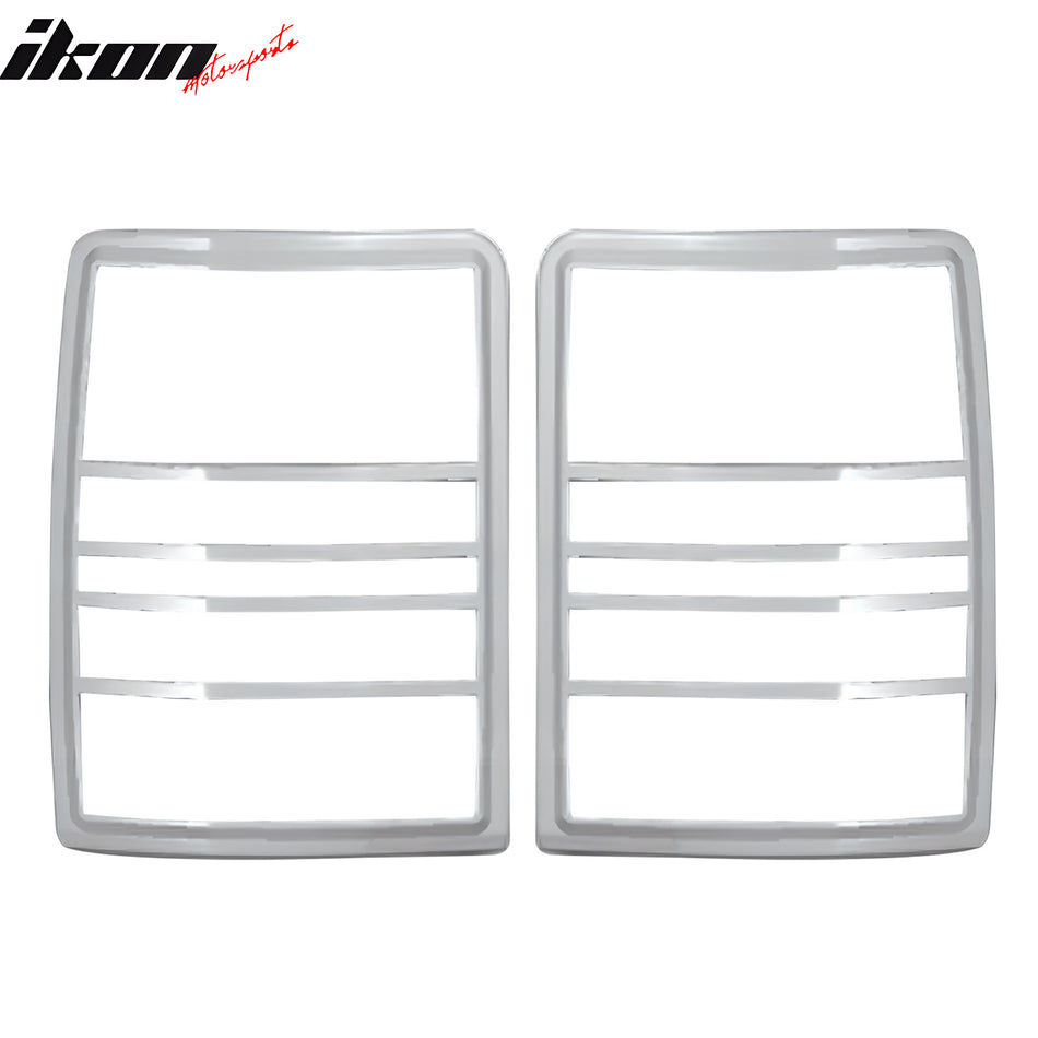 IKON MOTORSPORTS, Tail Light Bezel Compatible with 2008-2013 Jeep Liberty, Chrome ABS Rear Taillight Lamps Frame Cover Trim Accessories 2PCS