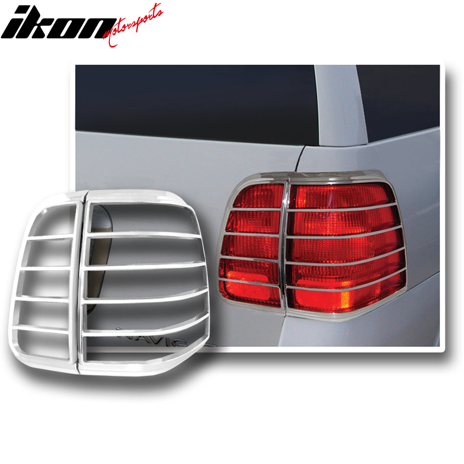 IKON MOTORSPORTS, Tail Light Bezel Compatible with 2003-2006 Lincoln Navigator, Chrome ABS Rear Taillight Lamps Frame Cover Trim Accessories 4PCS