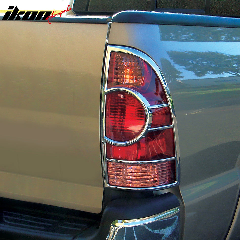 2005-2015 Toyota Tacoma Chrome 2PCS Rear Tail Lights Bezel Covers ABS