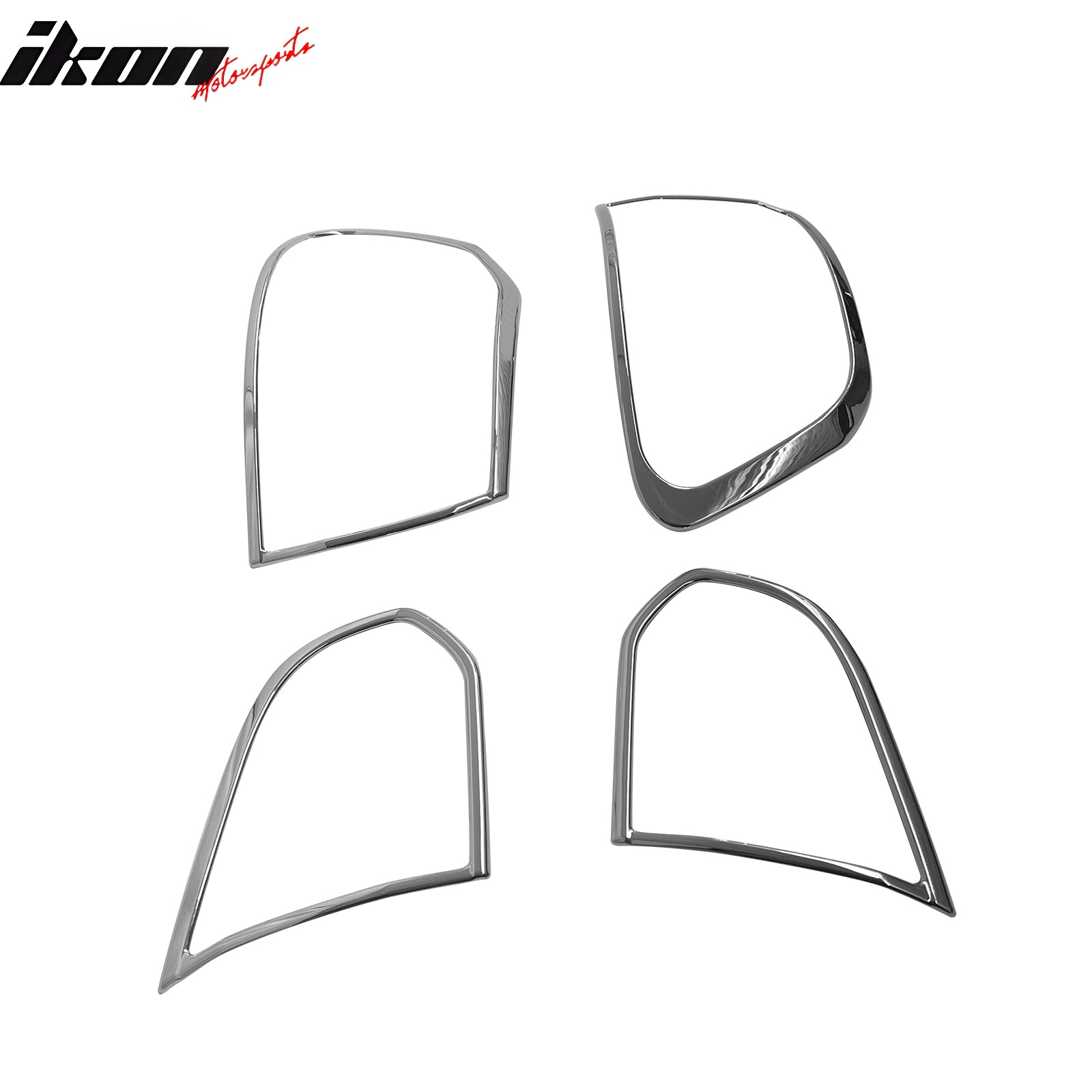 IKON MOTORSPORTS, Tail Light Bezel Compatible With 2010-2014 Volkswagen Golf 6/GTI, 4PCS Driver Passenger Side Rear Tail Lights Taillights Bezel Covers Assembly Replacement ABS Chrome
