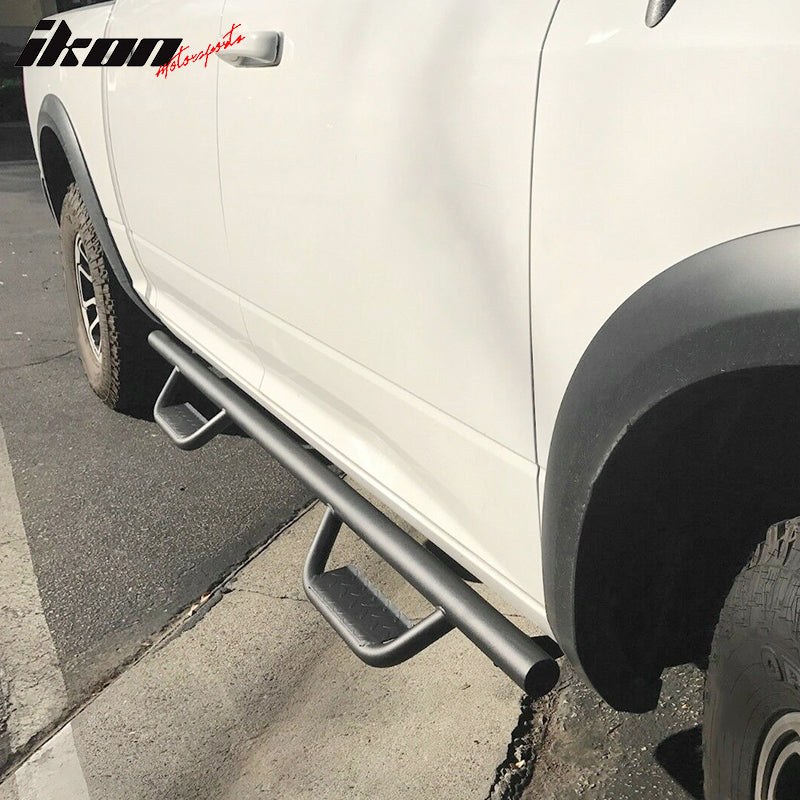 IKON MOTORSPORTS, Running Boards Compatible With 2009-2018 Dodge Ram 1500 & 2010-2018 Ram 2500/3500 Quad/Extended Cab, 2PCS Side Step Bars Nerf Bars Added on Bodykit Replacement