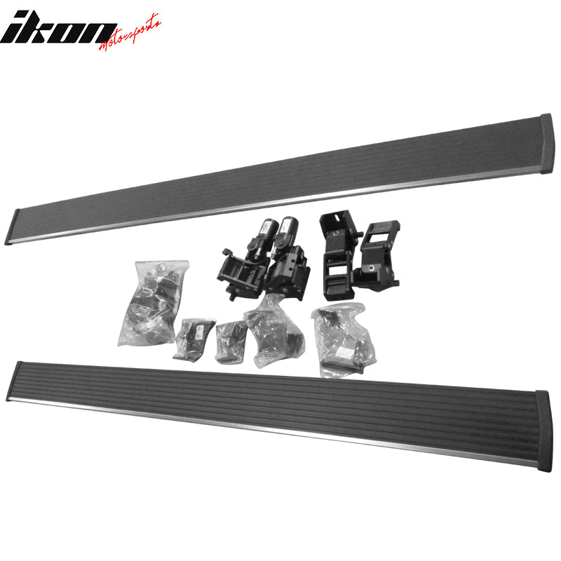 IKON MOTORSPORTS, Running Boards Compatible With 2007-2021 Toyota Tundra CrewMax & Double Cab 4-Door, Black Side Step Nerf Bars Added on Bodykit Replacement 1Pair, 2009 2010 2011 2012 2013 2014 2015 2016 2017