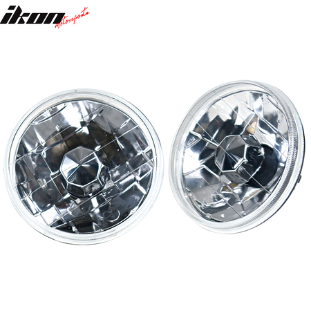 Universal 2PCS 5 Inch Round Headlights Conversion Head Lamps W/Clear Lens